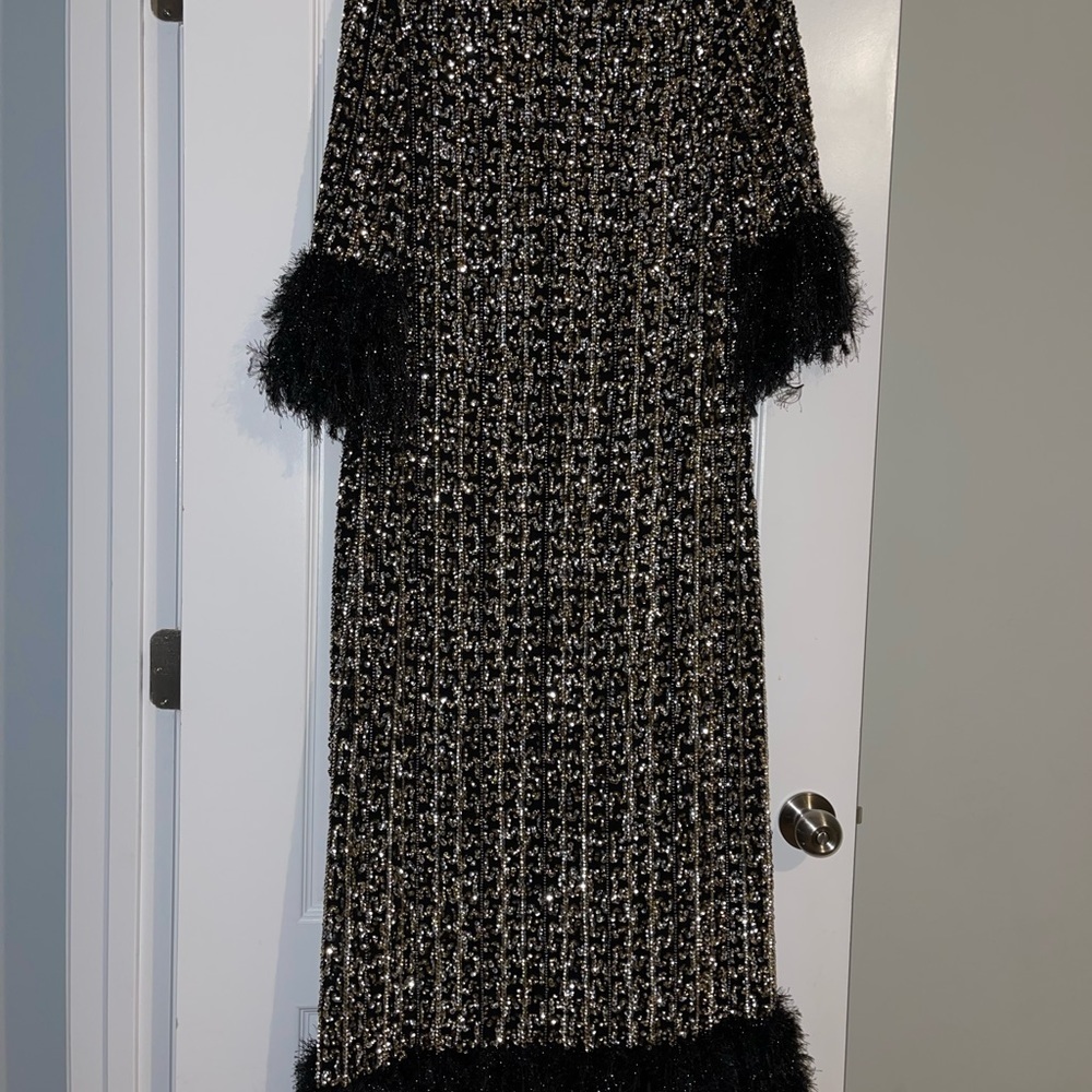 ASOS DESIGN Luxe embellished maxi robe with faux feather hem - NEW with TAGS - Picture 3 of 5